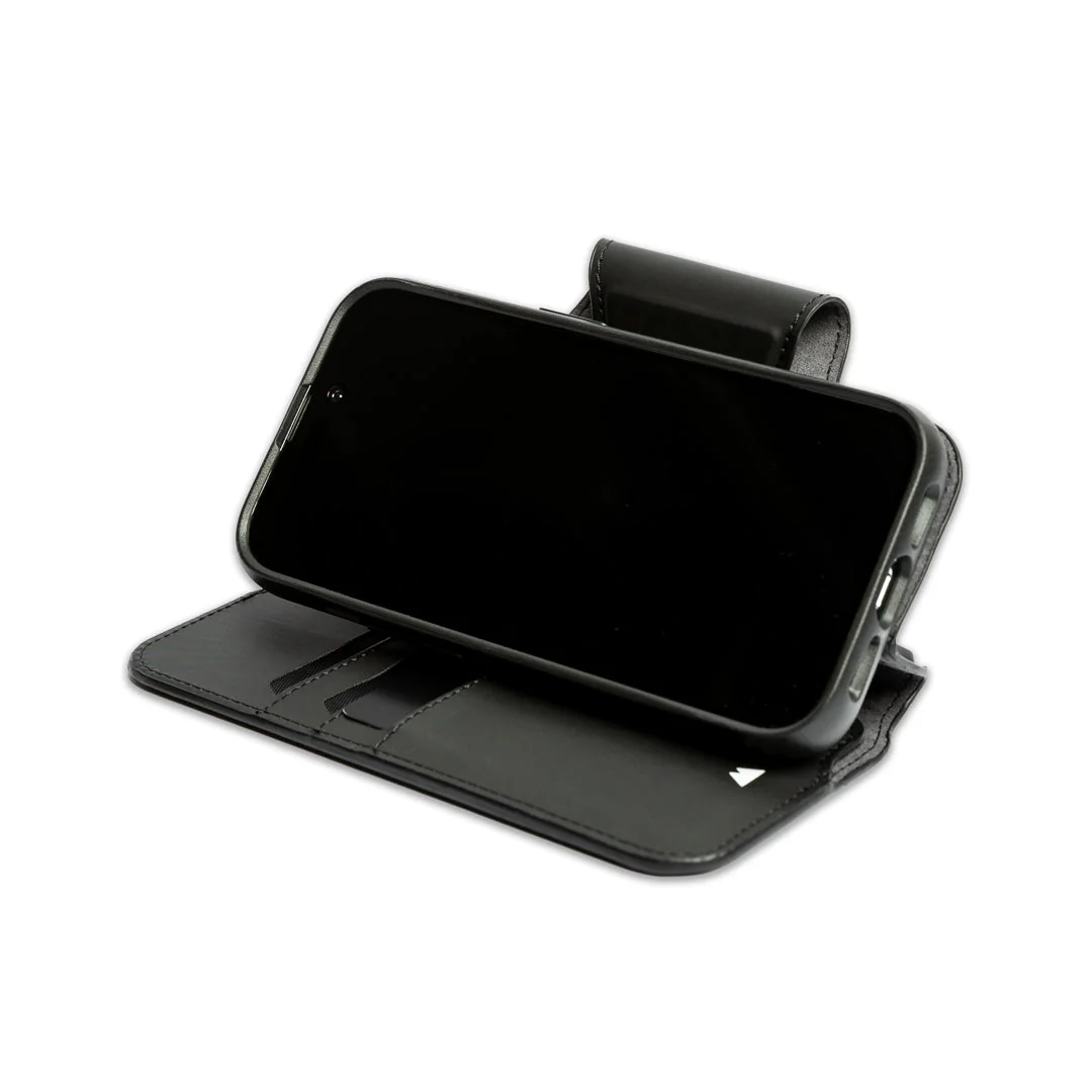 Black Flip Wallet with Stand - Image 4