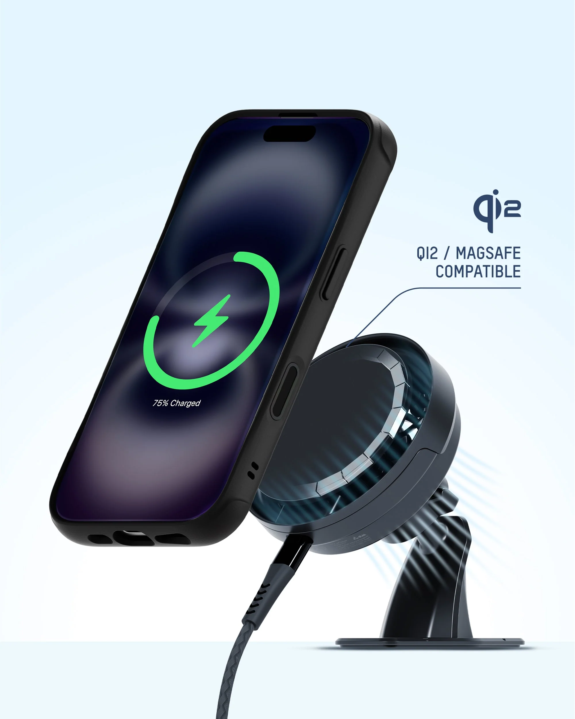 Adhesive Wireless Charging Car Mount - With Qi2 - Image 4