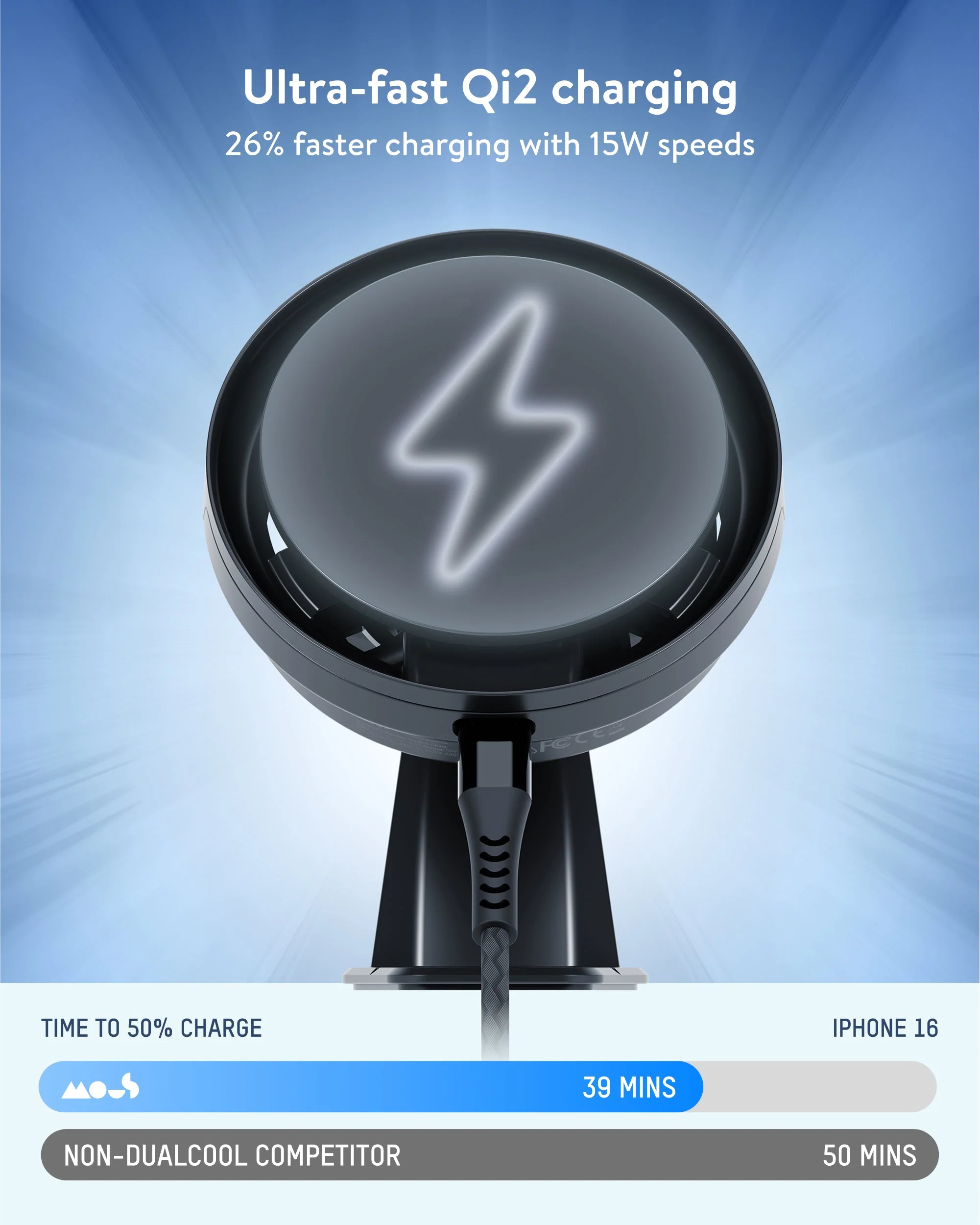 Adhesive Wireless Charging Car Mount - With Qi2 - Image 5